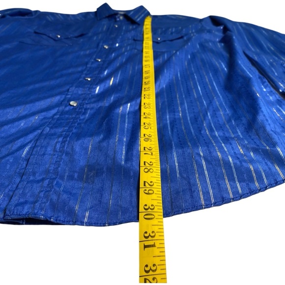 Ely Cattleman Blue and Silver Striped Men's Blue Shirt, L - Picture 5 of 12